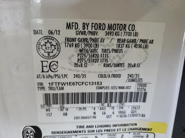 Photo 11 VIN: 1FTFW1E67CFC13153 - FORD F150 SUPER 