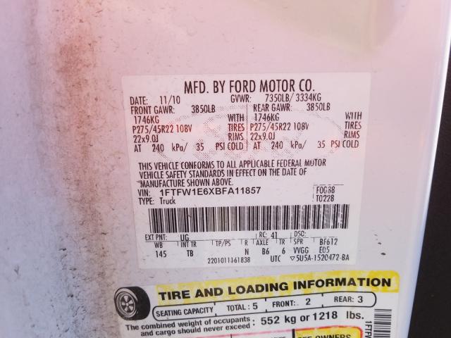 Photo 9 VIN: 1FTFW1E6XBFA11857 - FORD F150 SUPER 