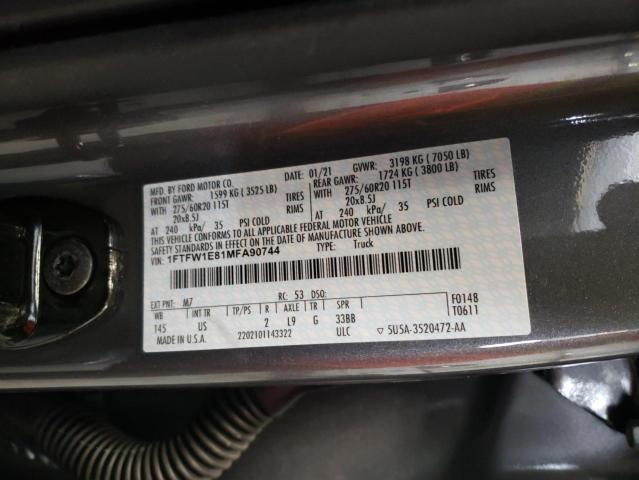 Photo 9 VIN: 1FTFW1E81MFA90744 - FORD F150 SUPER 