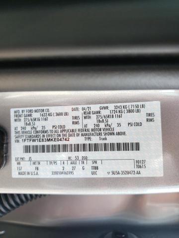 Photo 9 VIN: 1FTFW1E83MKE04742 - FORD F150 SUPER 