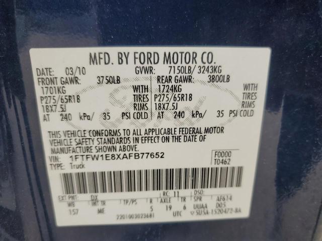 Photo 11 VIN: 1FTFW1E8XAFB77652 - FORD F150 SUPER 