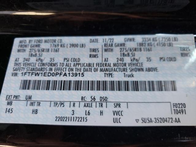 Photo 11 VIN: 1FTFW1ED0PFA13915 - FORD F150 SUPER 