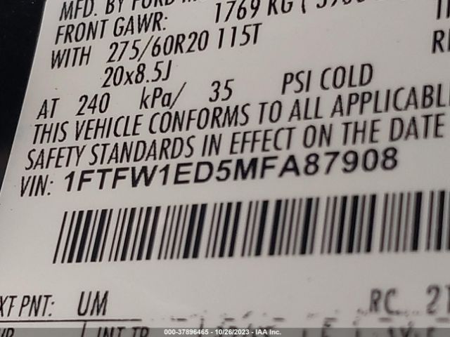 Photo 8 VIN: 1FTFW1ED5MFA87908 - FORD F-150 