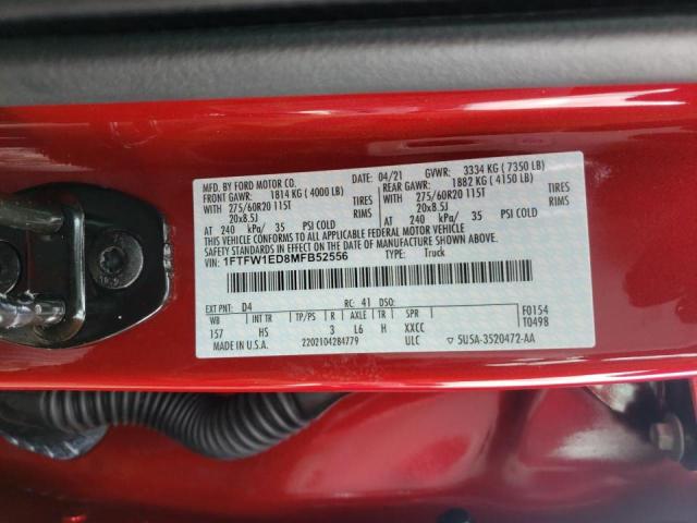 Photo 9 VIN: 1FTFW1ED8MFB52556 - FORD F150 SUPER 