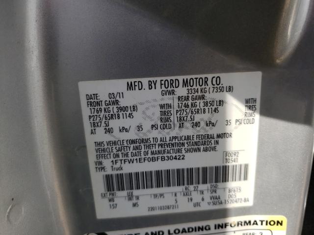 Photo 9 VIN: 1FTFW1EF0BFB30422 - FORD F150 SUPER 