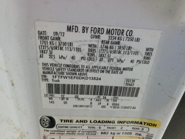 Photo 11 VIN: 1FTFW1EF0DKD13524 - FORD F150 SUPER 