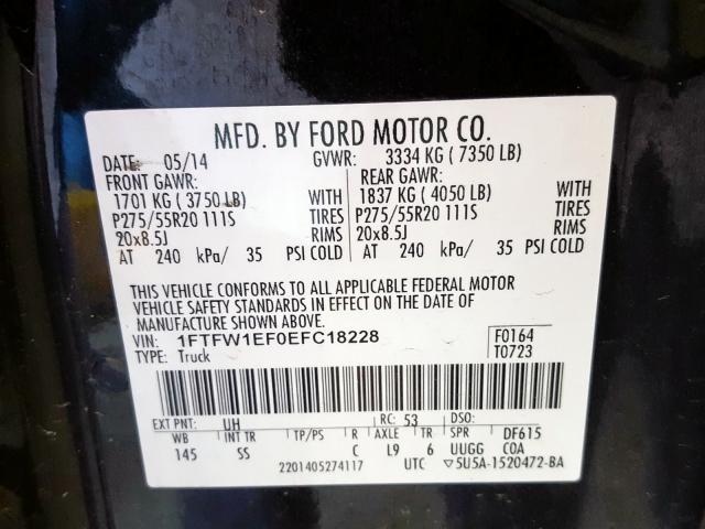 Photo 9 VIN: 1FTFW1EF0EFC18228 - FORD F150 SUPER 