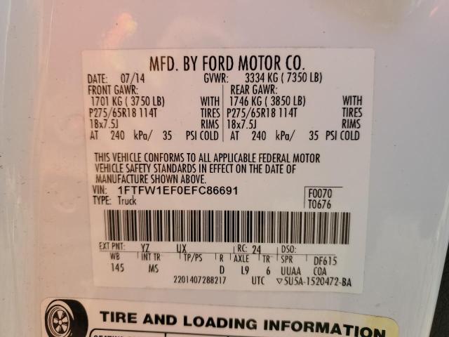 Photo 12 VIN: 1FTFW1EF0EFC86691 - FORD F-150 