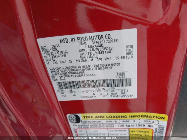 Photo 8 VIN: 1FTFW1EF0EKF38544 - FORD F-150 