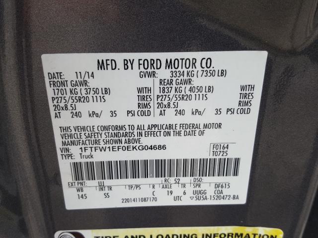 Photo 9 VIN: 1FTFW1EF0EKG04686 - FORD F150 SUPER 