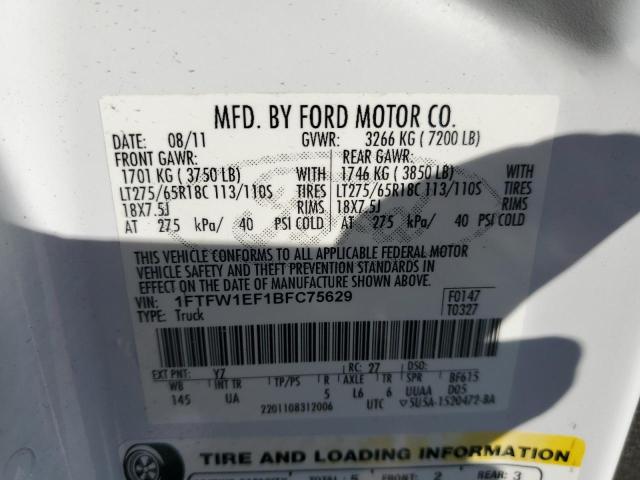 Photo 12 VIN: 1FTFW1EF1BFC75629 - FORD F150 SUPER 