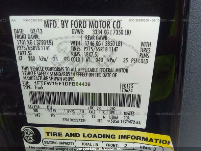 Photo 8 VIN: 1FTFW1EF1DFB64436 - FORD F-150 