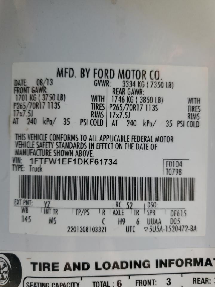 Photo 11 VIN: 1FTFW1EF1DKF61734 - FORD F-150 