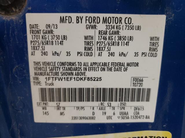 Photo 9 VIN: 1FTFW1EF1DKF85225 - FORD F150 SUPER 