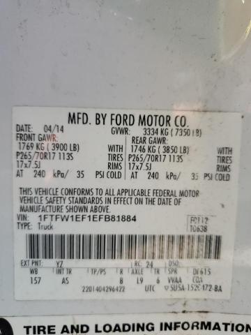 Photo 11 VIN: 1FTFW1EF1EFB81884 - FORD F-150 