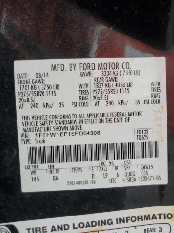 Photo 11 VIN: 1FTFW1EF1EFD04308 - FORD 150 