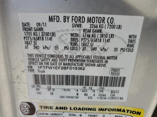 Photo 12 VIN: 1FTFW1EF2BFD15362 - FORD F-150 