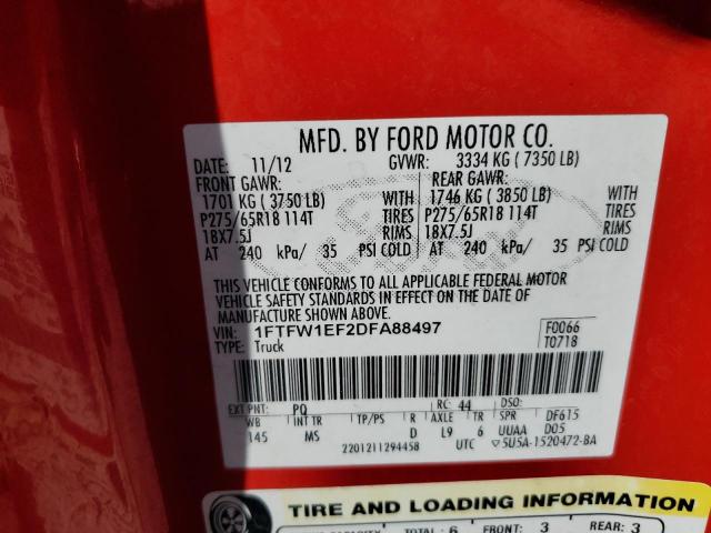 Photo 11 VIN: 1FTFW1EF2DFA88497 - FORD F-150 