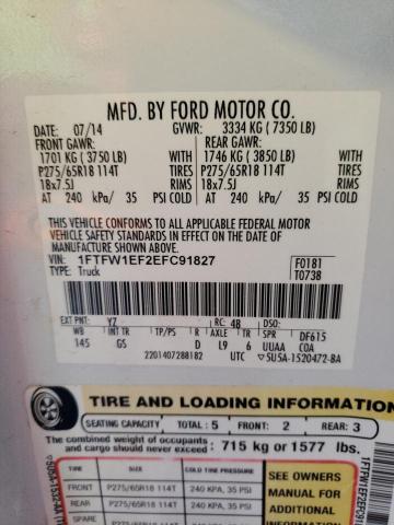 Photo 11 VIN: 1FTFW1EF2EFC91827 - FORD F-150 