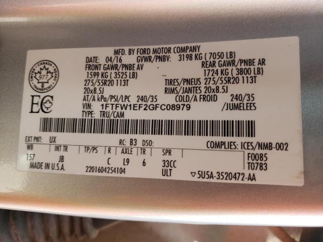 Photo 9 VIN: 1FTFW1EF2GFC08979 - FORD F150 SUPER 