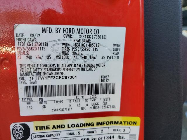 Photo 11 VIN: 1FTFW1EF3CFC87301 - FORD F150 SUPER 