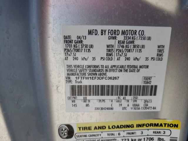 Photo 9 VIN: 1FTFW1EF3DFC36267 - FORD F150 SUPER 