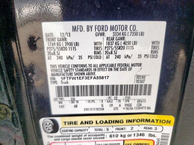 Photo 9 VIN: 1FTFW1EF3EFA55817 - FORD F150 SUPER 