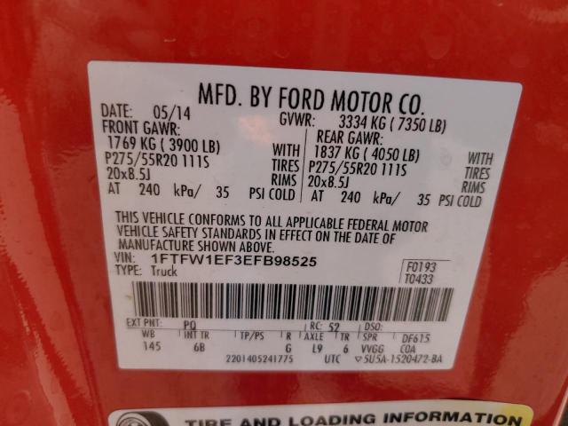 Photo 12 VIN: 1FTFW1EF3EFB98525 - FORD F150 SUPER 