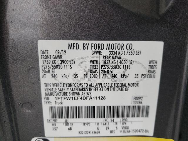 Photo 9 VIN: 1FTFW1EF4DFA11128 - FORD F150 SUPER 