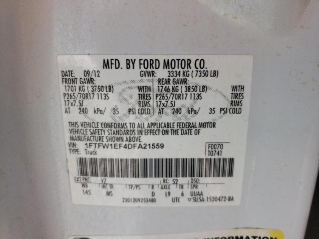 Photo 9 VIN: 1FTFW1EF4DFA21559 - FORD F150 SUPER 