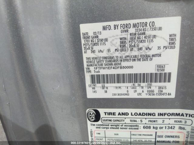 Photo 8 VIN: 1FTFW1EF4DFB50000 - FORD F-150 