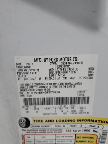 Photo 11 VIN: 1FTFW1EF4DFD70236 - FORD F150 SUPER 