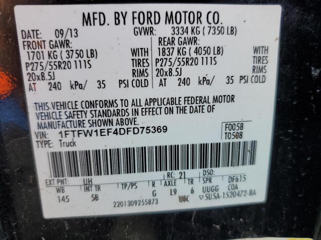 Photo 12 VIN: 1FTFW1EF4DFD75369 - FORD F150 SUPER 