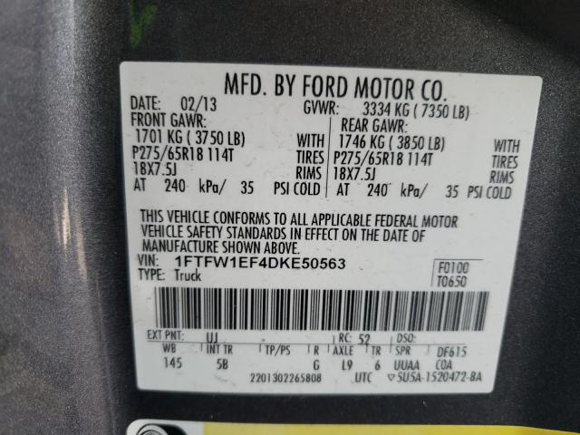 Photo 9 VIN: 1FTFW1EF4DKE50563 - FORD F150 SUPER 