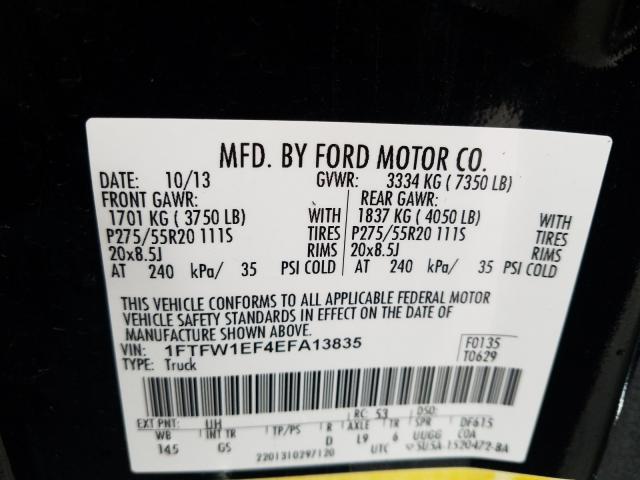 Photo 9 VIN: 1FTFW1EF4EFA13835 - FORD F150 SUPER 