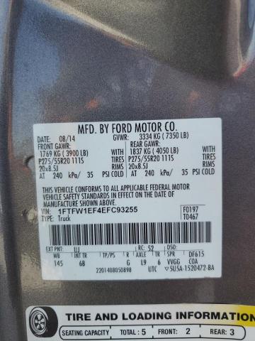 Photo 12 VIN: 1FTFW1EF4EFC93255 - FORD F150 SUPER 