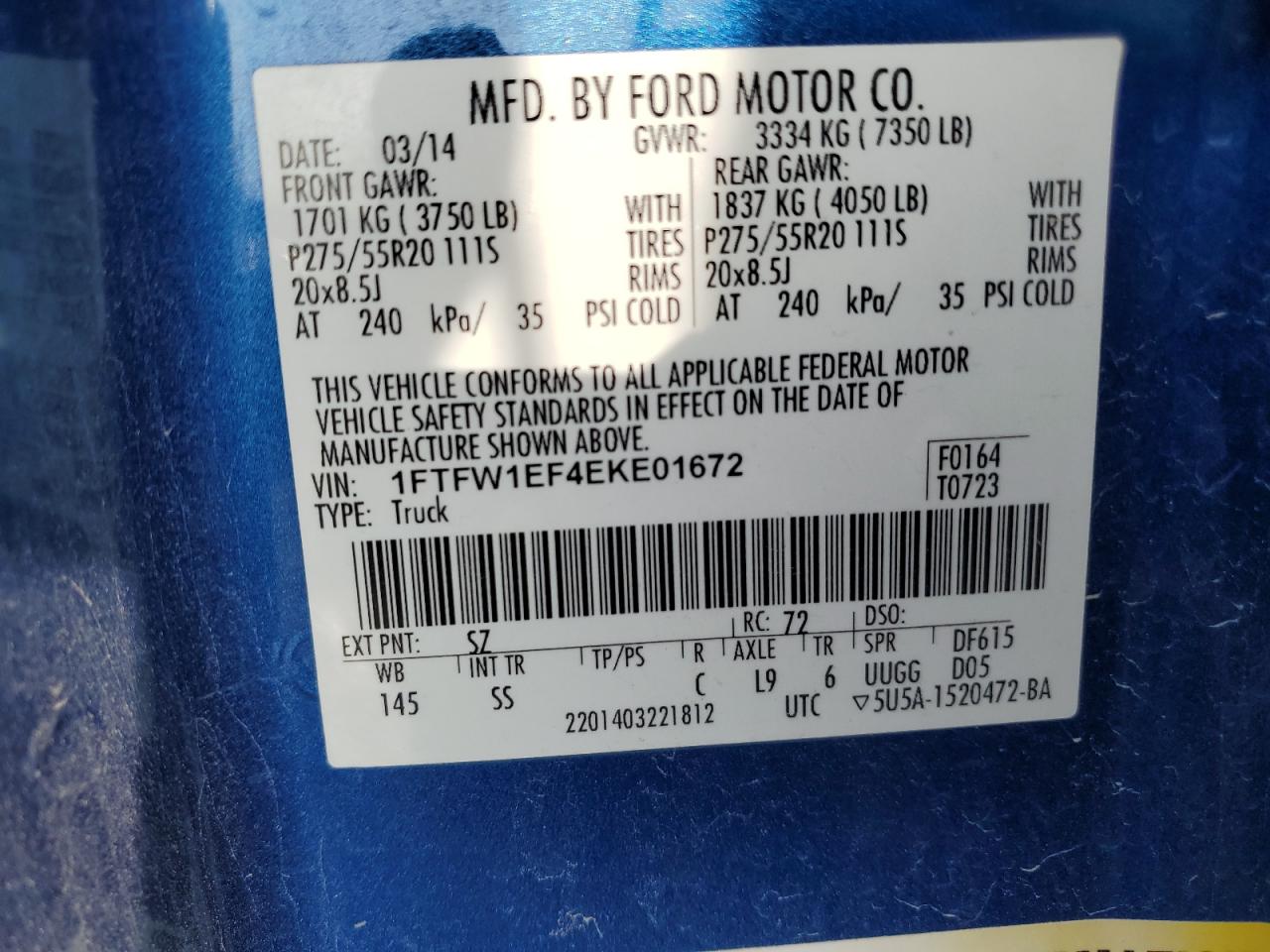 Photo 11 VIN: 1FTFW1EF4EKE01672 - FORD F-150 