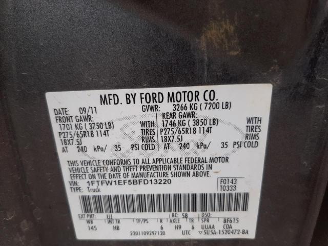 Photo 9 VIN: 1FTFW1EF5BFD13220 - FORD F150 SUPER 