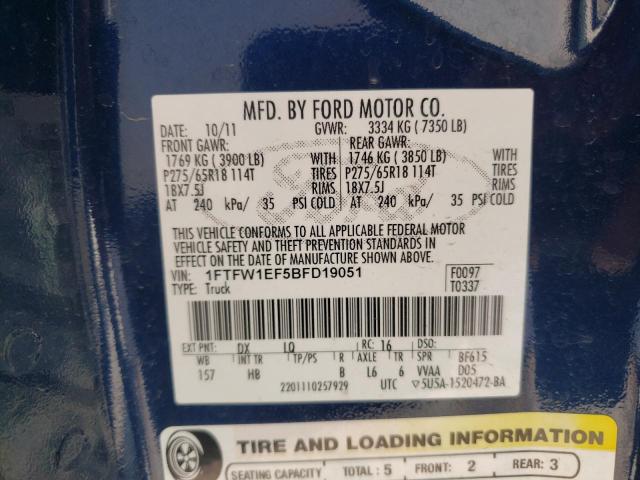 Photo 9 VIN: 1FTFW1EF5BFD19051 - FORD F150 