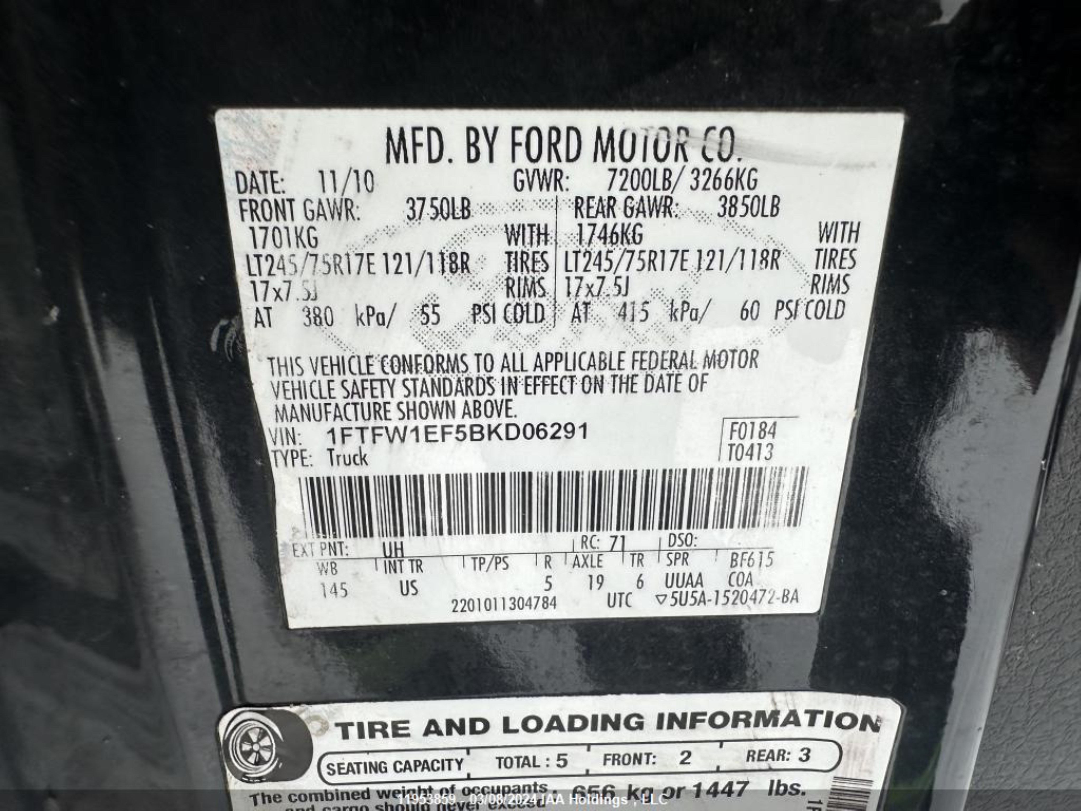 Photo 9 VIN: 1FTFW1EF5BKD06291 - FORD F-150 