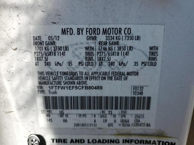 Photo 12 VIN: 1FTFW1EF5CFB80489 - FORD F150 SUPER 