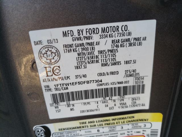 Photo 9 VIN: 1FTFW1EF5DFB77304 - FORD F150 SUPER 