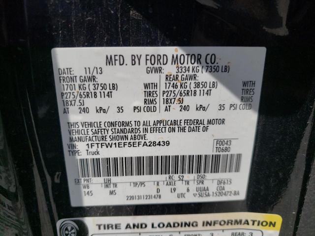 Photo 9 VIN: 1FTFW1EF5EFA28439 - FORD F150 SUPER 