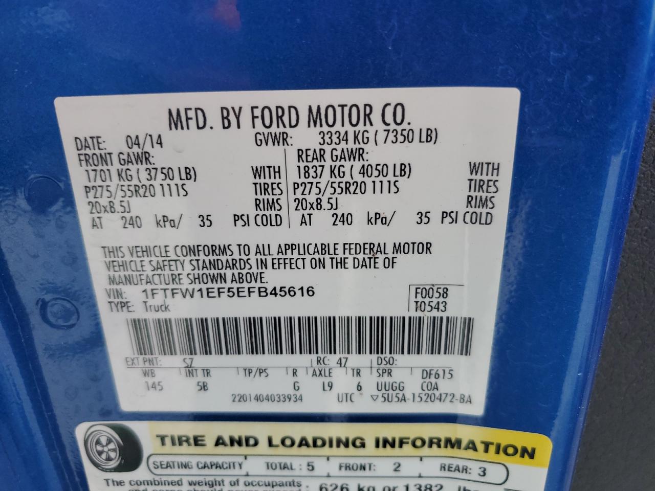 Photo 11 VIN: 1FTFW1EF5EFB45616 - FORD F-150 