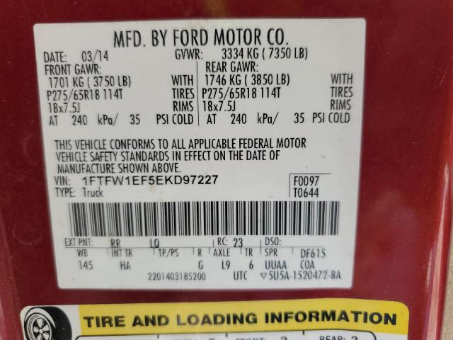 Photo 11 VIN: 1FTFW1EF5EKD97227 - FORD F-150 