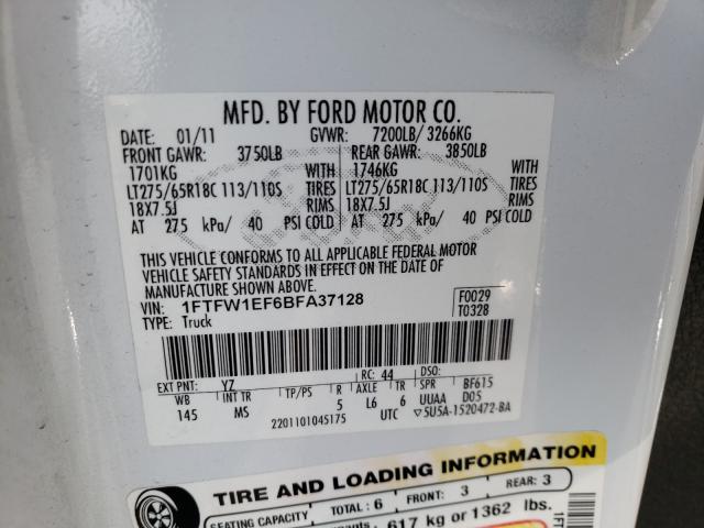 Photo 9 VIN: 1FTFW1EF6BFA37128 - FORD F150 SUPER 