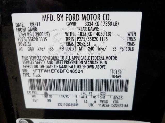 Photo 9 VIN: 1FTFW1EF6BFC48524 - FORD F150 SUPER 