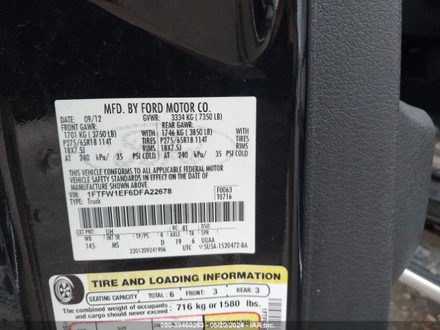 Photo 8 VIN: 1FTFW1EF6DFA22678 - FORD F150 