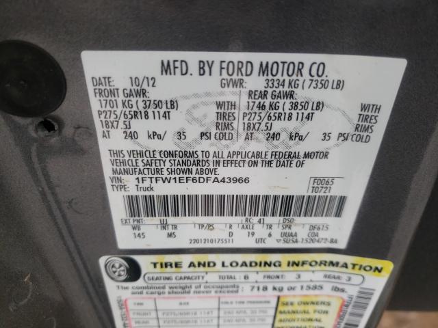 Photo 9 VIN: 1FTFW1EF6DFA43966 - FORD F150 SUPER 