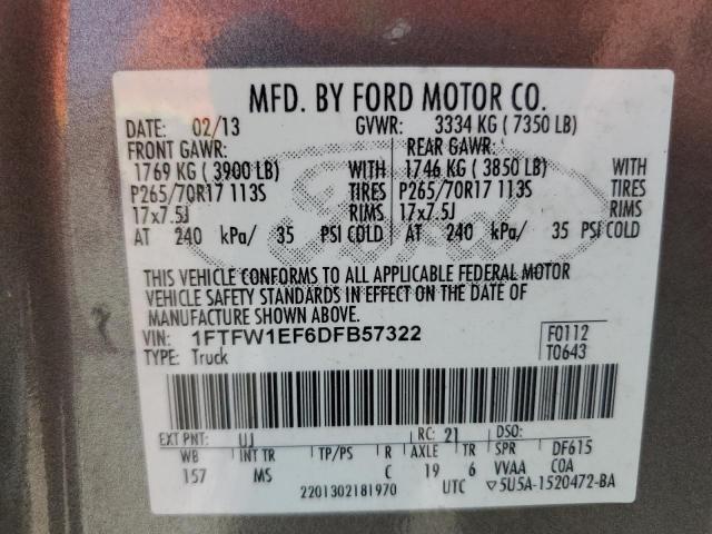 Photo 11 VIN: 1FTFW1EF6DFB57322 - FORD F150 4WD 